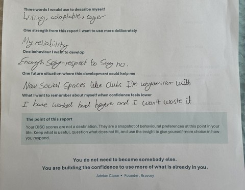 Feedback from a Bravory Plus Student who's  setting and achieving brave steps and improving their confidence